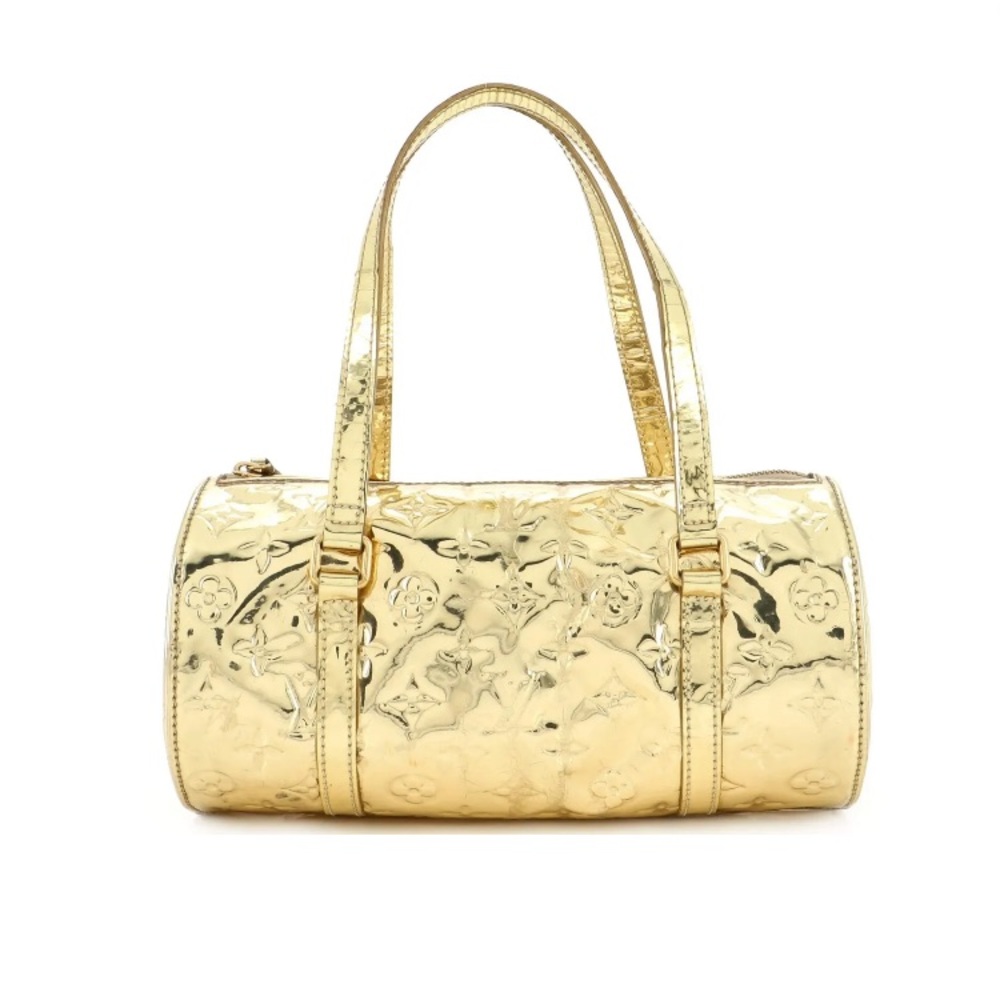 Gold Louis Vuitton Papillon Handbag Monogram Miroir